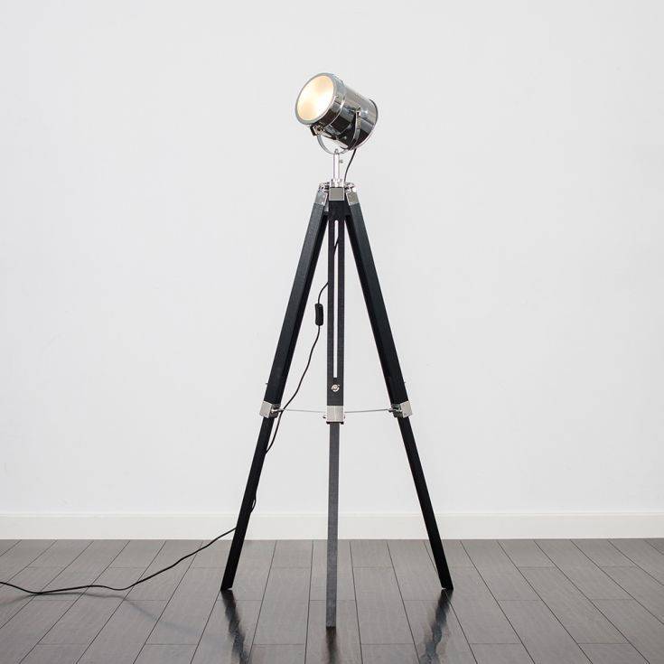 Starboard Spotlight Matt Black And Chrome Tripod Floor Lamp - Comet Lighting