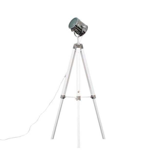 Starboard Spotlight White And Chrome Tripod Floor Lamp - Comet Lighting