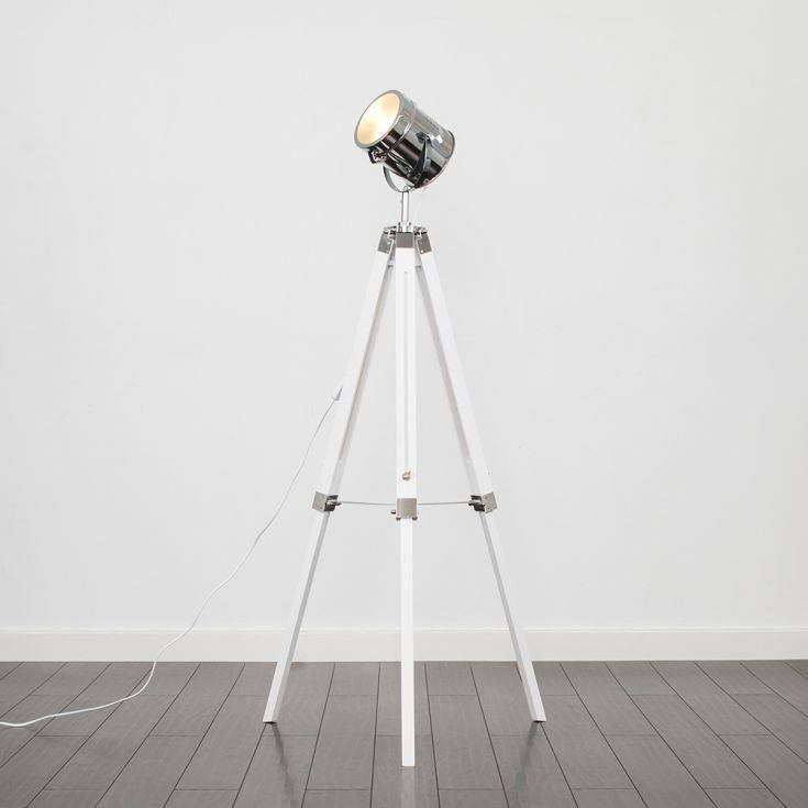 Starboard Spotlight White And Chrome Tripod Floor Lamp - Comet Lighting