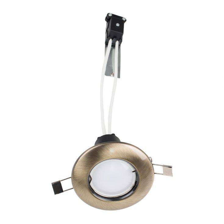 Steel Fixed GU10 Downlight Antique Brass - Comet Lighting