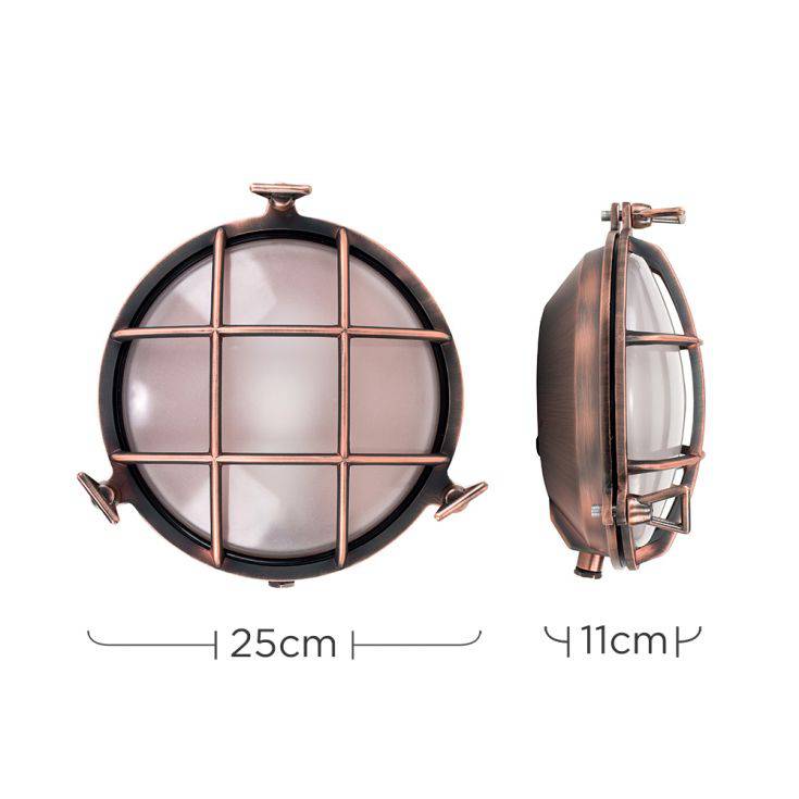 Stern IP64 Round Copper Nautical Bulkhead - Comet Lighting