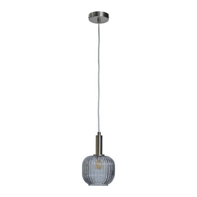 Stratton Brushed Chrome Ceiling Light With Ribbed Smoked Glass Shades - Comet Lighting