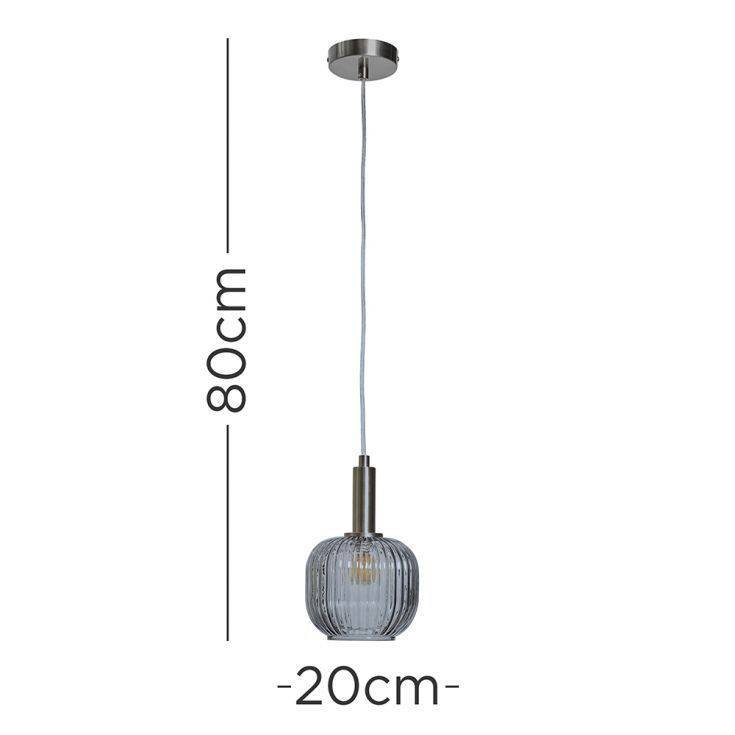 Stratton Brushed Chrome Ceiling Light With Ribbed Smoked Glass Shades - Comet Lighting