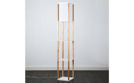 Struttura Wooden Shelves Floor Lamp Oak - Comet Lighting