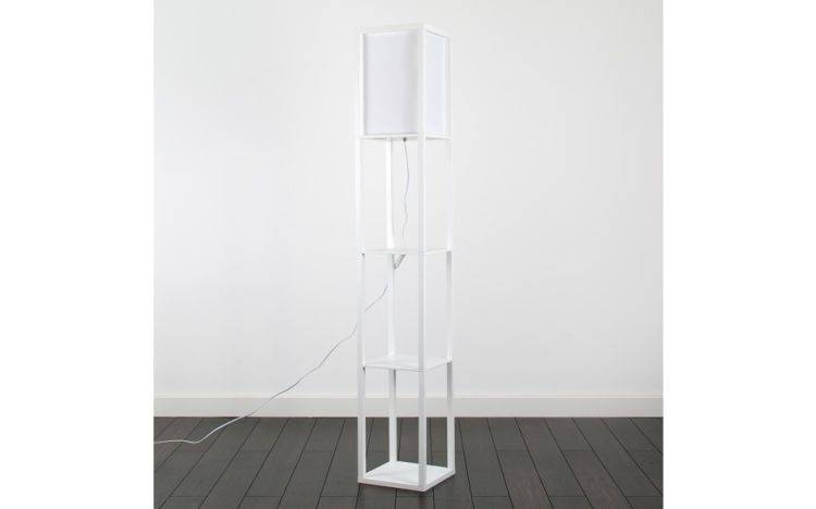 Struttura Wooden Shelves Floor Lamp White - Comet Lighting