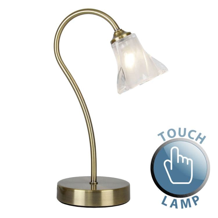 Swan Neck Touch Table Lamp Brassed - Comet Lighting