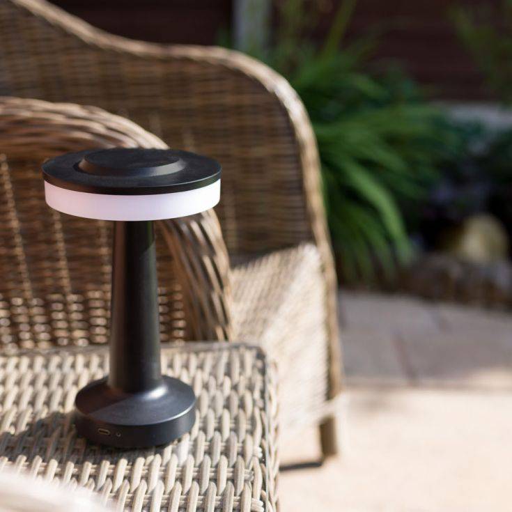 Talence LED Rechargeable Indoor And Outdoor Touch Lamp In Matt Black - Comet Lighting