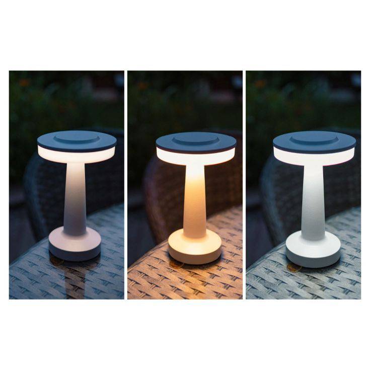 Talence LED Rechargeable Indoor And Outdoor Touch Lamp In White - Comet Lighting