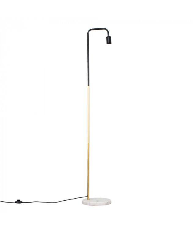 Talisman Black + Gold Floor Lamp White Marble Base - Comet Lighting