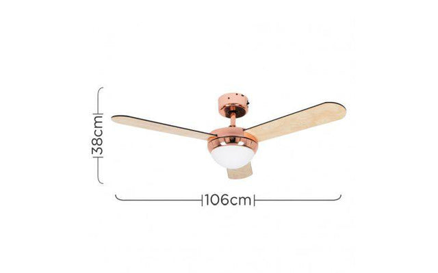 Taurus Copper 42 Ceiling Fan With Remote Control - Comet Lighting