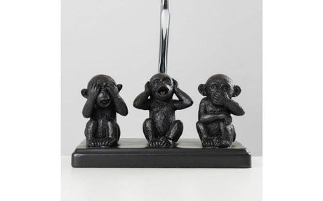 Three Wise Monkeys Table Lamp with Light Grey Shade - Comet Lighting