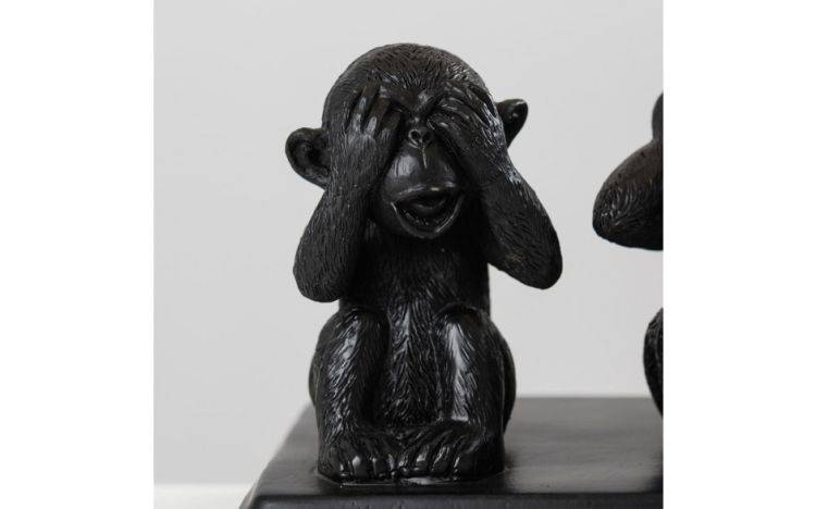 Three Wise Monkeys Table Lamp with Light Grey Shade - Comet Lighting