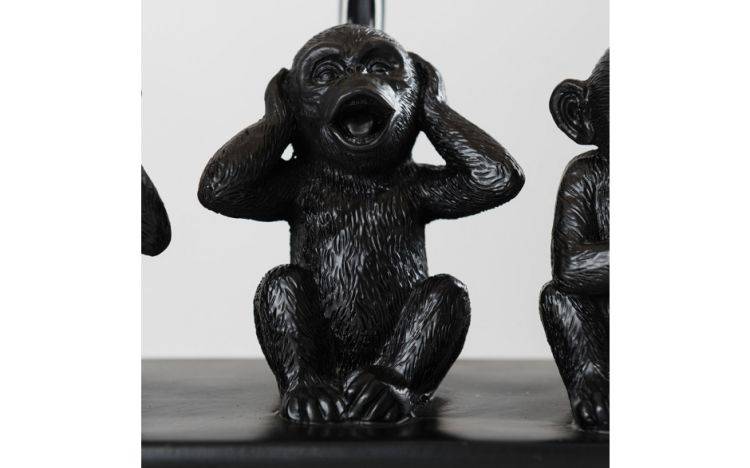 Three Wise Monkeys Table Lamp with Light Grey Shade - Comet Lighting