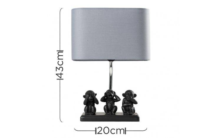 Three Wise Monkeys Table Lamp with Light Grey Shade - Comet Lighting