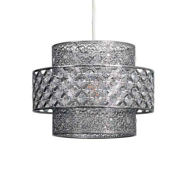 Tiana Chrome & Clear 3 Tier NE Easy Fit Pendant Shade - Comet Lighting