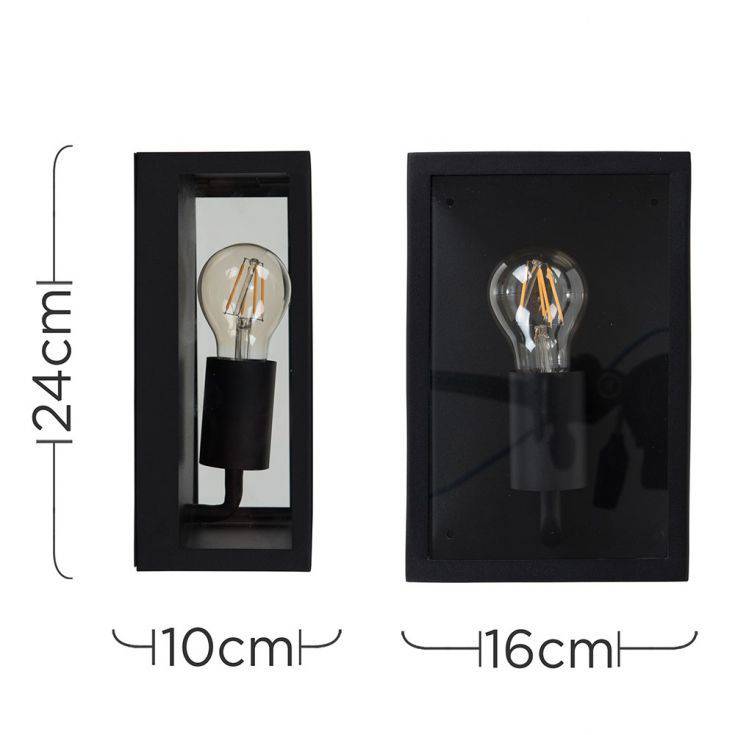 Tideswell Black Rectangular Outdoor Wall Light - Comet Lighting