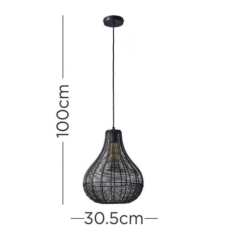 Torin Matt Black Wire Pendant Light - Comet Lighting