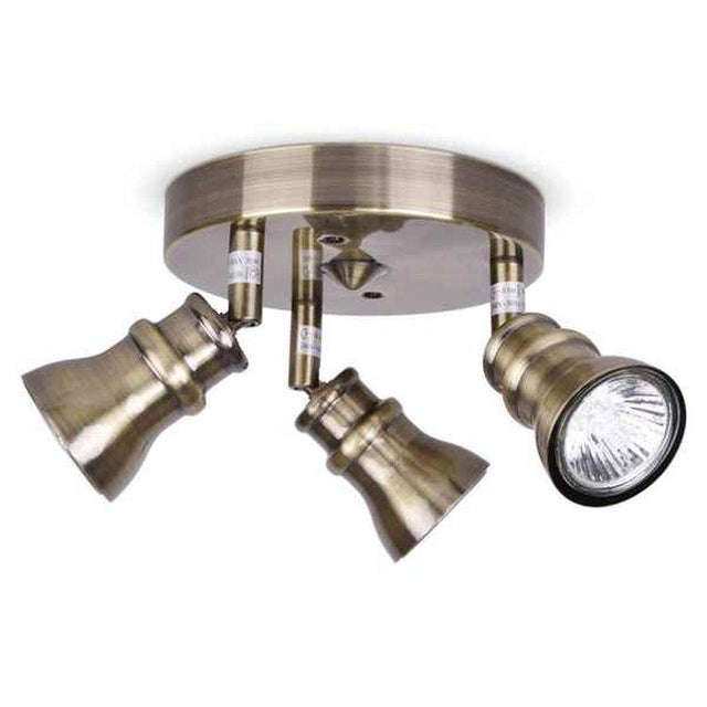 Trad 3 Way Round Plate Spotlight Brassed - Comet Lighting