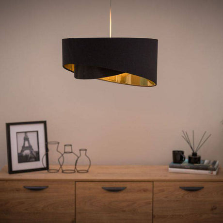 Trekan 2 Layer Black Easy Fit Pendant Shade With Gold Inner - Comet Lighting