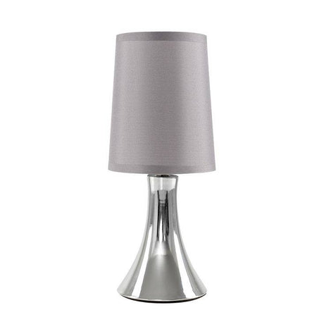 Trumpet Touch Table Lamp Chrome w/ Grey Shade - Comet Lighting