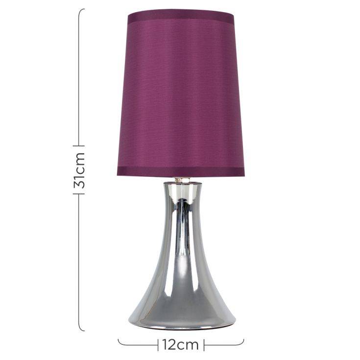 Trumpet Touch Table Lamp Chrome w/ Purple Shade - Comet Lighting