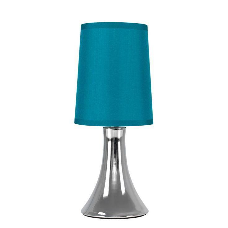 Trumpet Touch Table Lamp Chrome w/ Teal Shade - Comet Lighting