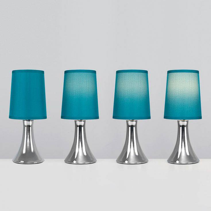 Trumpet Touch Table Lamp Chrome w/ Teal Shade - Comet Lighting