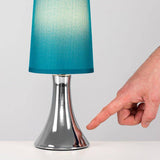 Trumpet Touch Table Lamp Chrome w/ Teal Shade - Comet Lighting