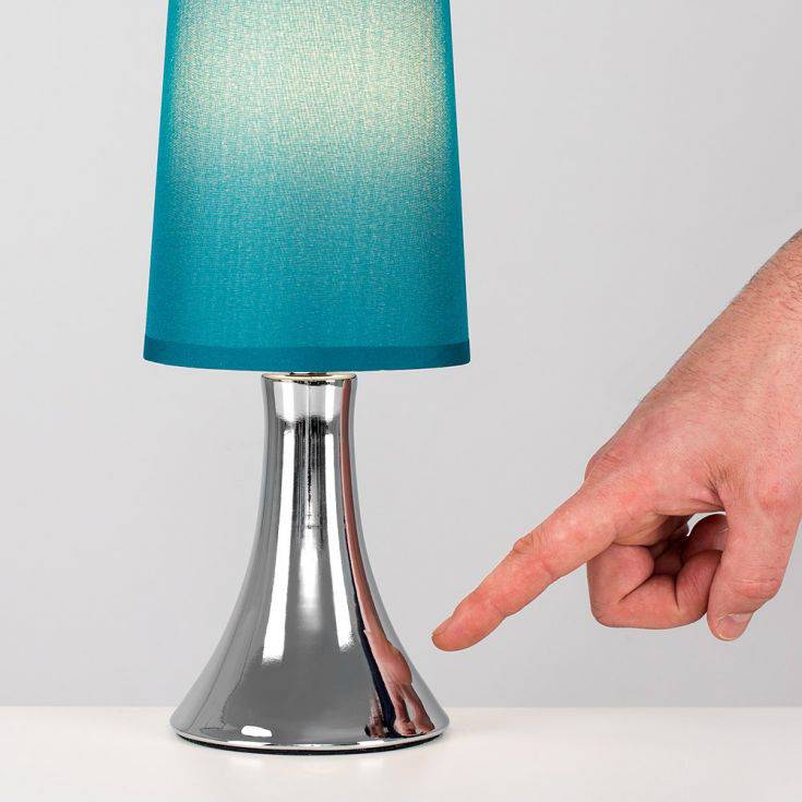 Trumpet Touch Table Lamp Chrome w/ Teal Shade - Comet Lighting