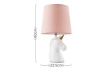 Unicorn Ceramic Table Lamp with Dusky Pink Tapered Shade - Comet Lighting