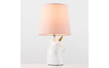 Unicorn Ceramic Table Lamp with Dusky Pink Tapered Shade - Comet Lighting