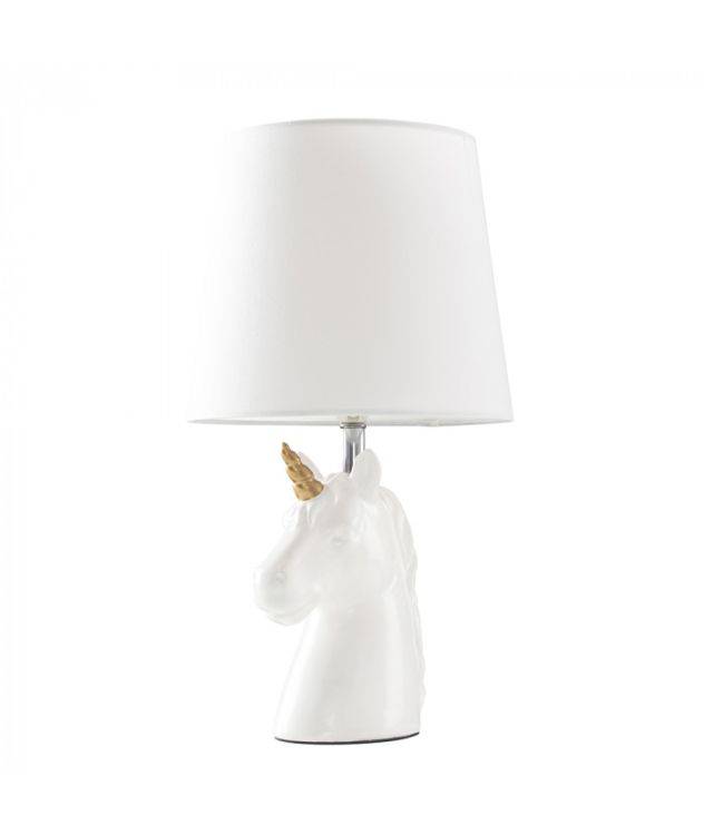 Unicorn Ceramic Table Lamp with White Tapered Shade - Comet Lighting