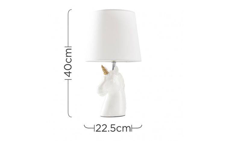 Unicorn Ceramic Table Lamp with White Tapered Shade - Comet Lighting