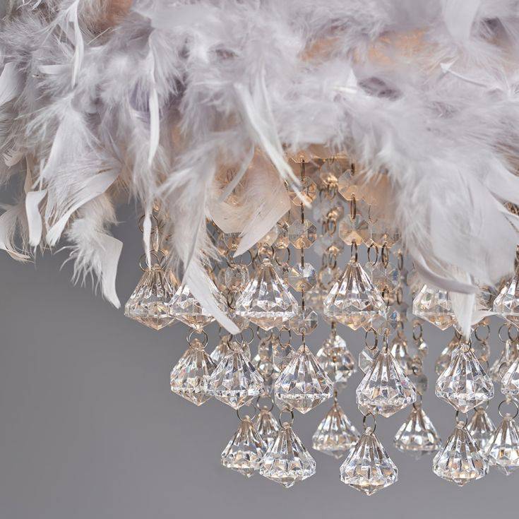 Uriel Feathered Shade With Acrylic Droplets Grey - Comet Lighting