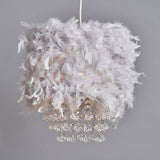 Uriel Feathered Shade With Acrylic Droplets Grey - Comet Lighting