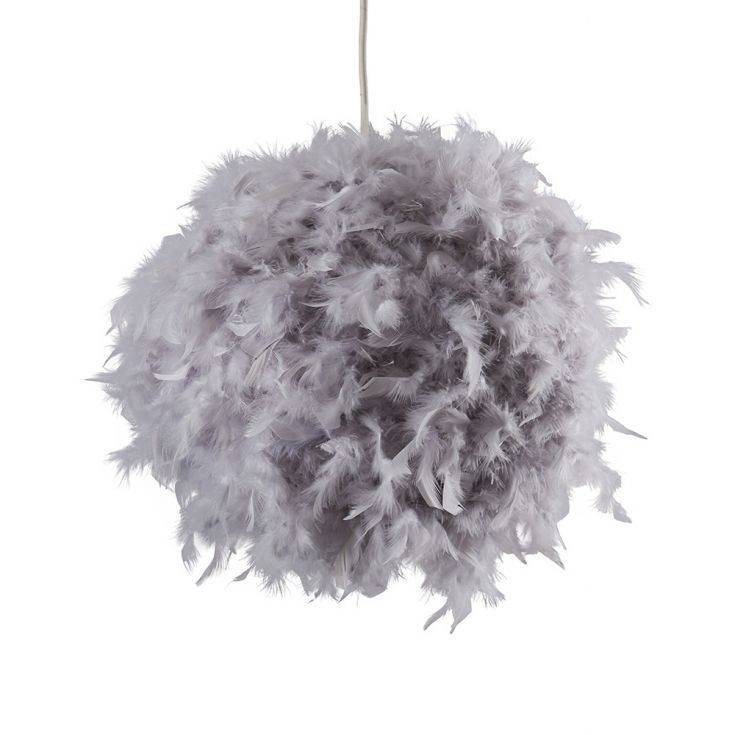 Uriel Real Feather Ball Pendant Grey 350mm - Comet Lighting