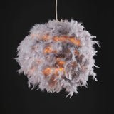 Uriel Real Feather Ball Pendant Grey 350mm - Comet Lighting