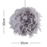 Uriel Real Feather Ball Pendant Grey 350mm - Comet Lighting