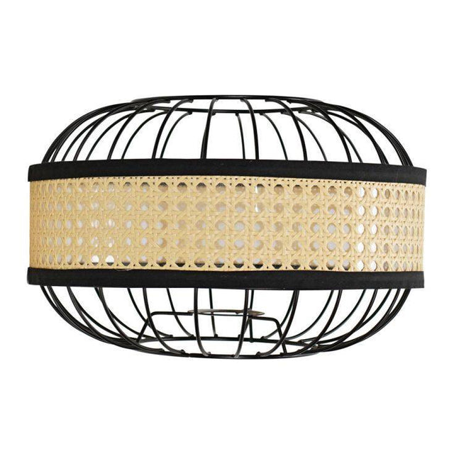 Vimet Black Easy Fit Pendant Shade With Wicker Band - Comet Lighting