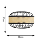 Vimet Black Easy Fit Pendant Shade With Wicker Band - Comet Lighting