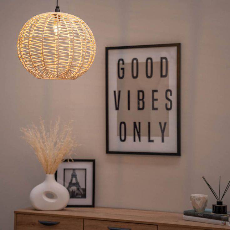 Vine Natural Rattan Sphere Easy Fit Pendant Shade - Comet Lighting