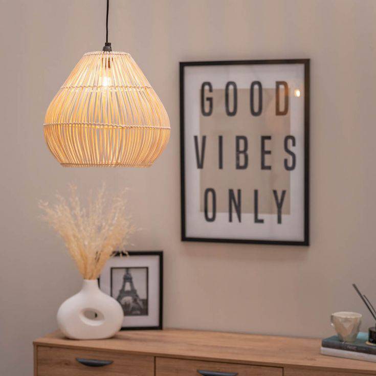 Vine Natural Rattan Teardrop Easy Fit Pendant Shade - Comet Lighting