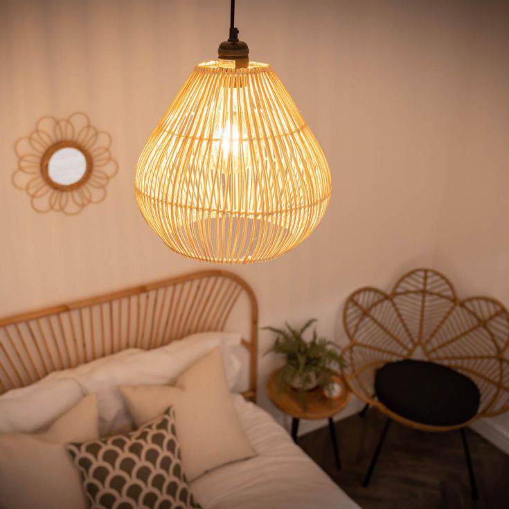 Vine Natural Rattan Teardrop Easy Fit Pendant Shade - Comet Lighting