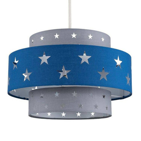 Weaver Blue & Light Grey Star Cut-out NE Pendant Shade - Comet Lighting