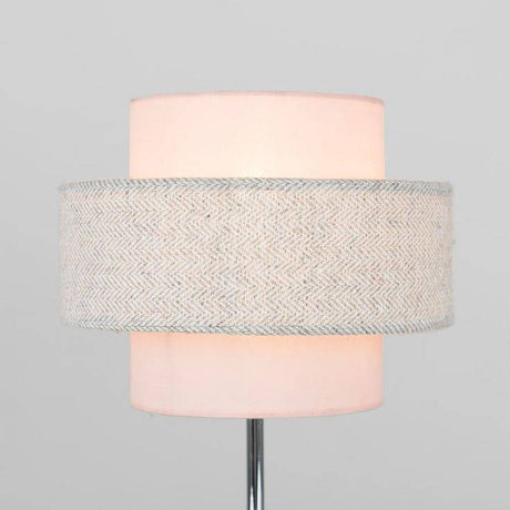 Weaver Blush Pink And Grey Herringbone Touch Table Lamp - Comet Lighting