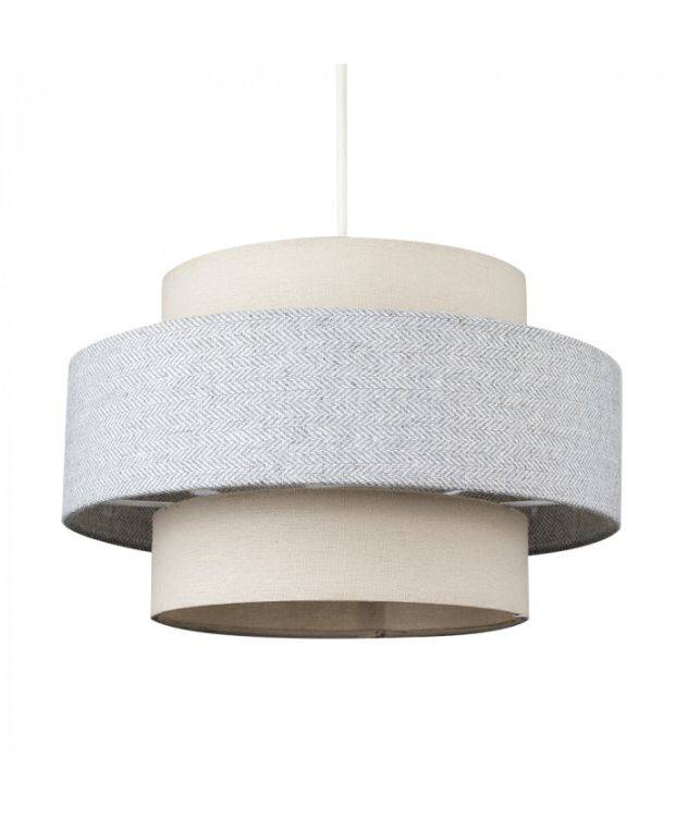 Weaver Cream & Grey Herringbone NE Pendant Shade - Comet Lighting