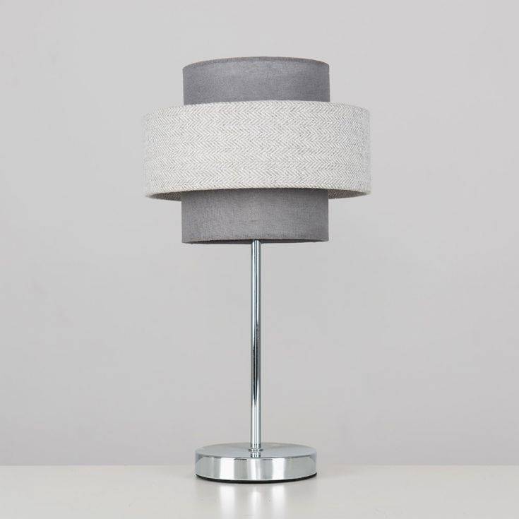 Weaver Dark Grey Herringbone Touch Table Lamp - Comet Lighting