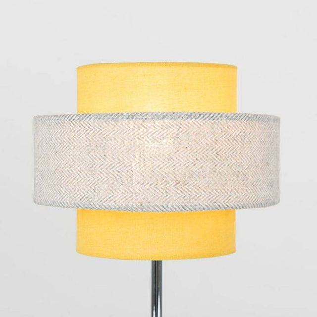 Weaver Mustard And Grey Herringbone Touch Table Lamp - Comet Lighting