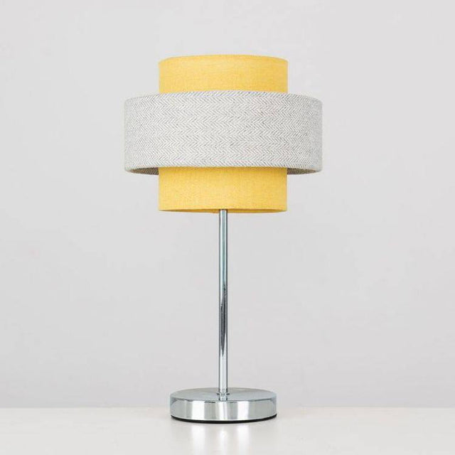 Weaver Mustard And Grey Herringbone Touch Table Lamp - Comet Lighting