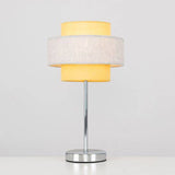 Weaver Mustard And Grey Herringbone Touch Table Lamp - Comet Lighting